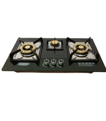 DawnGas 3-Burner Tempered Glass Built-in Hob DG-3001BB – Stylish & Durable