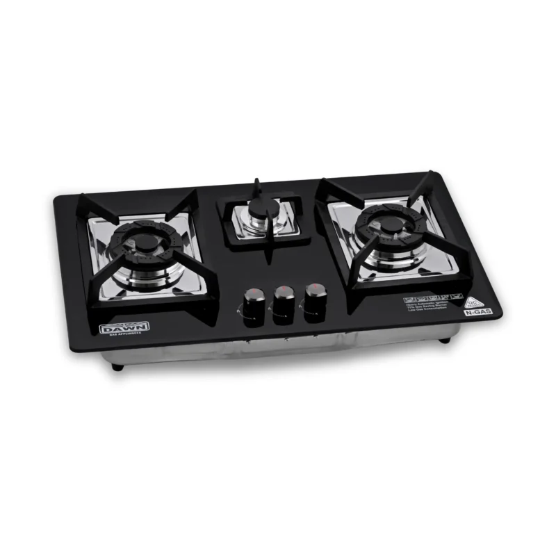 DawnGas DH3001 Three-Burner Tempered Glass Built-In Hob