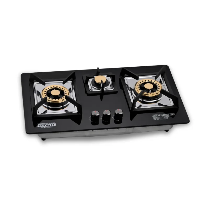 DawnGas DH3001B Brass Burner Tempered Glass Built-In Hob