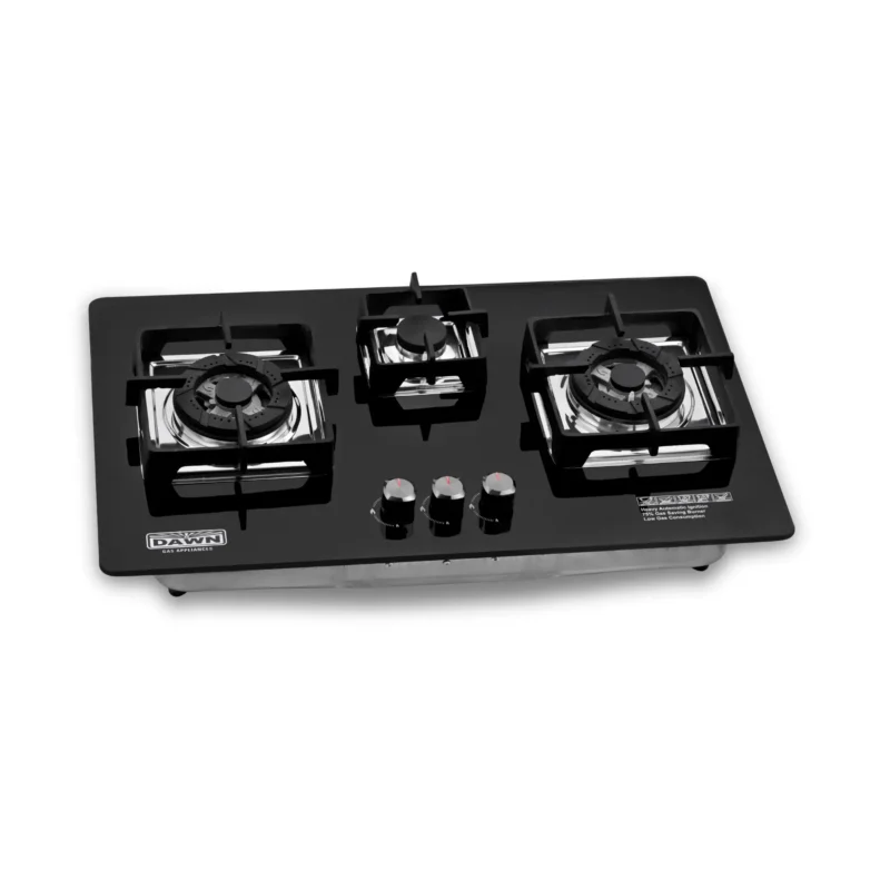 DawnGas DH3002 Three-Burner Tempered Glass Built-In Hob