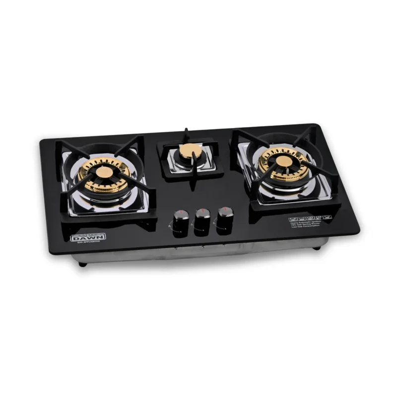 DawnGas DH3003B Brass Burner Tempered Glass Built-In Hob