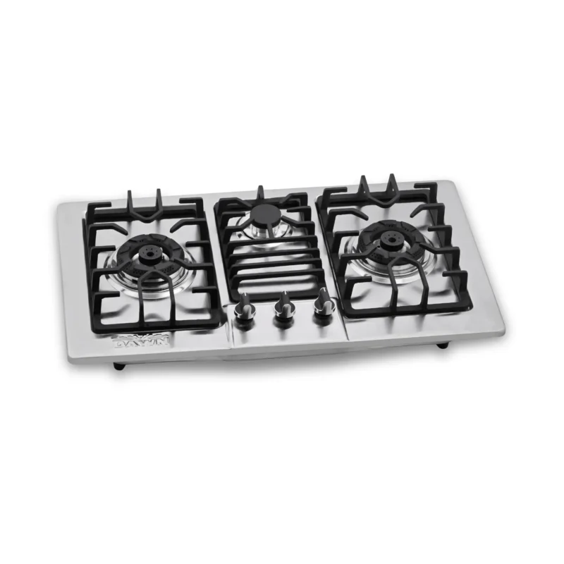 DawnGas DH3102EPS 3-Burner Built-In Hob with Cast Iron Grates