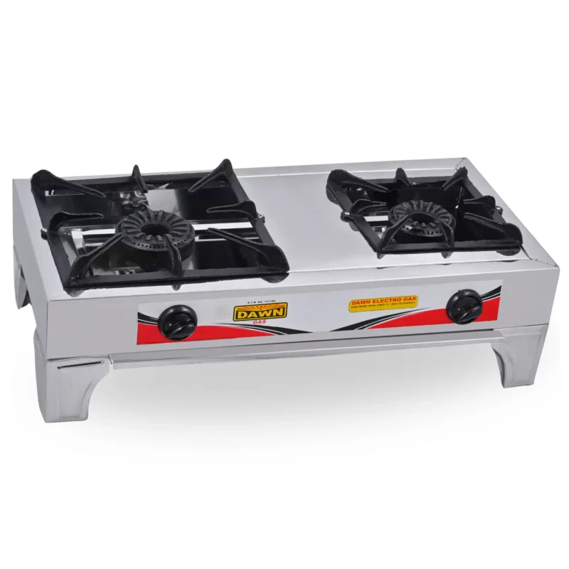 DawnGas DS555 Double Burner Gas Stove with Cast Iron Burners & Grills