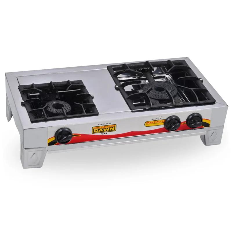 DawnGas DS777 Double Burner Gas Stove with Cast Iron Burners & Grills